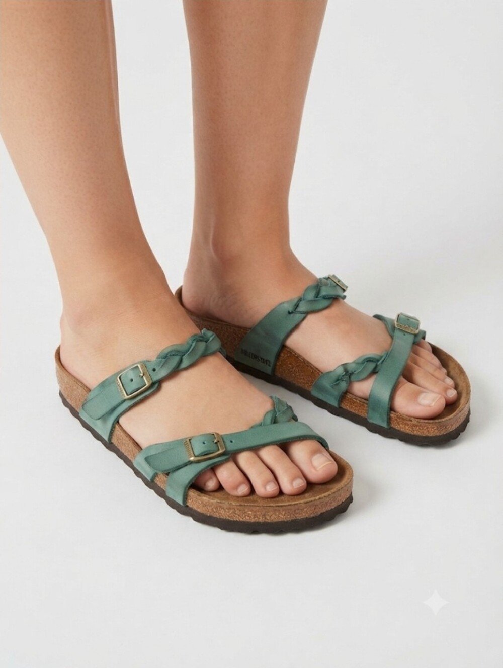 Birkenstock Teal Franca Braided-Strap Slide Sandals Size 39